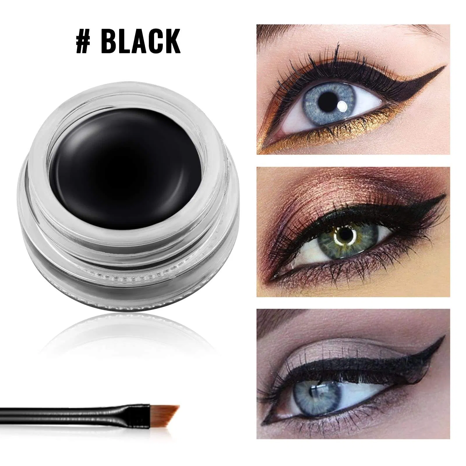 Black Gel Cream Eyeliner Waterproof Long Lasting High Pigment Smudge Proof Eyeliner