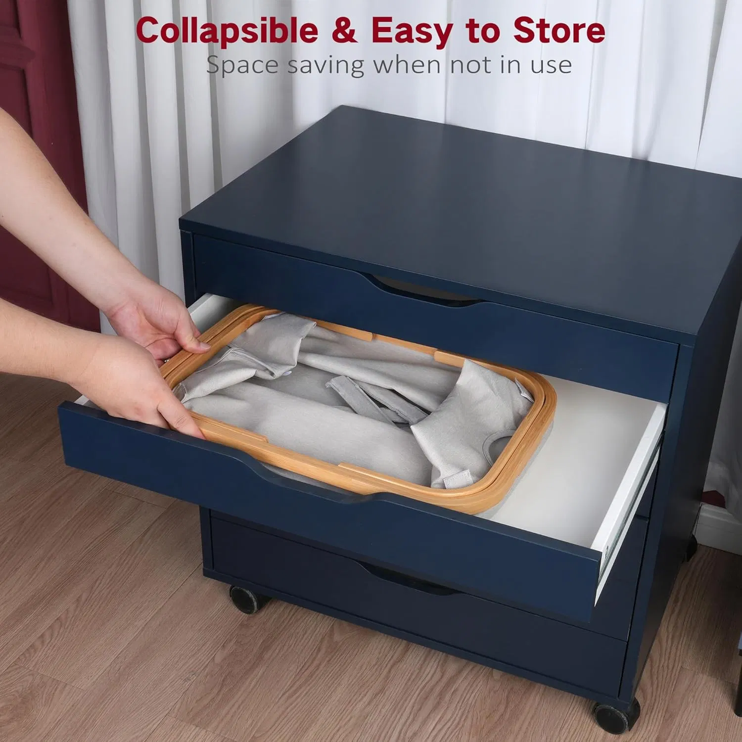 Bamboo Modern Minimalist Stationery and Clothing with Handle Oxford Cloth Storage Basket