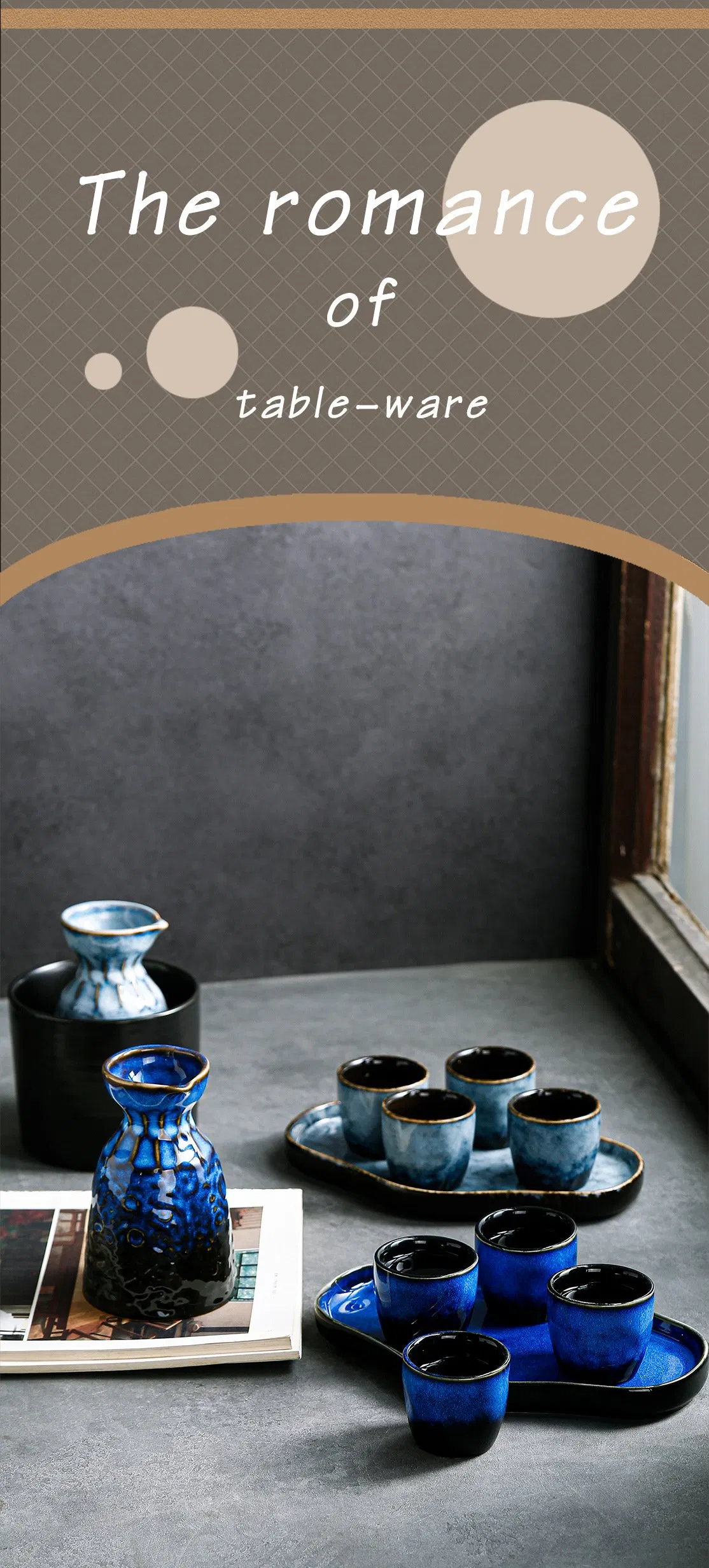 Vintage Starry Glaze Ceramic Wine Set Kiln Change Warm Wine Pot Sake Dispenser Liquor Cup Set Luxury Tableware Wholesale