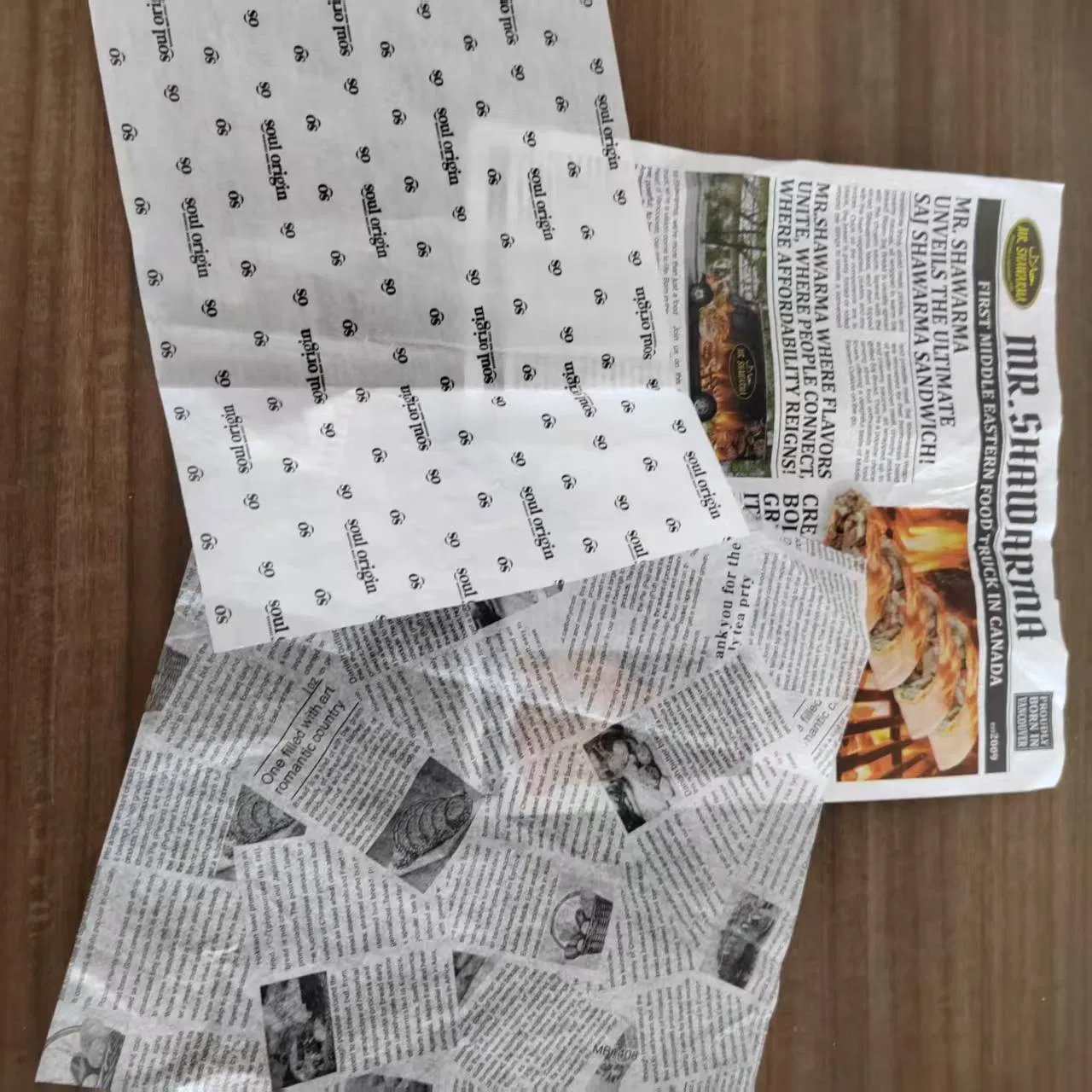 Oil-Proof Burger Wrap Baking Wax Greaseproof Placemat