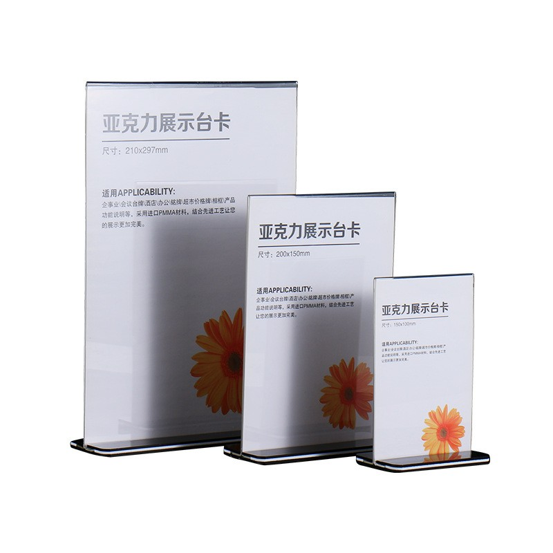 Durable List Menu Desktop Billboards Plastic Table Cards Acrylic Display Billboard