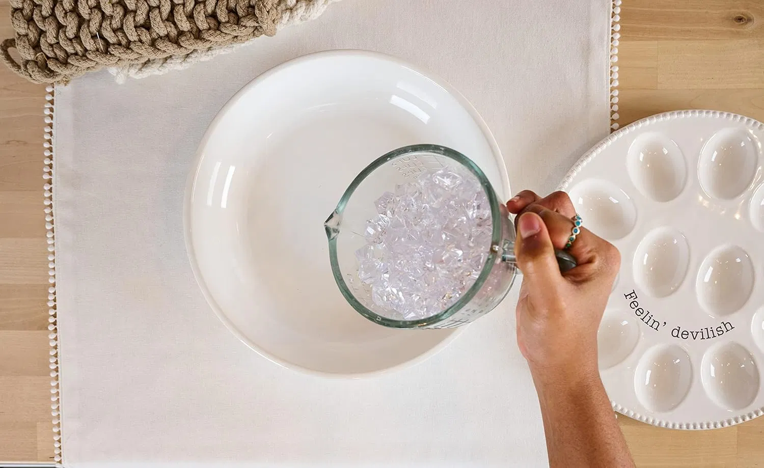 Ceramic Deviled Egg Plate and Chiller Set for Entertaining