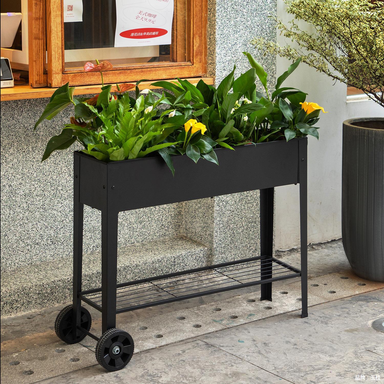 Горшок металлический оцинкованный прямоугольный с ножками