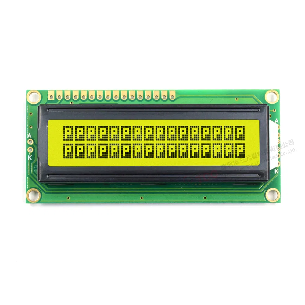 Monochrome 16*2 DOT Matrix 8 Bit Parallel Stn Yellow-Green Character LCD Module