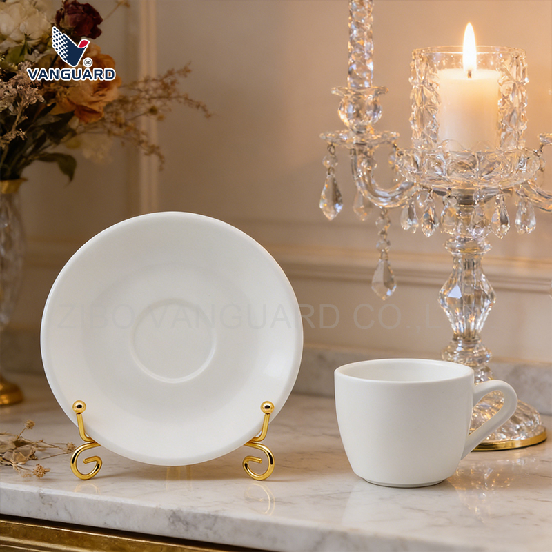Фарфоровая чашка для кофе с блюдцем, белая