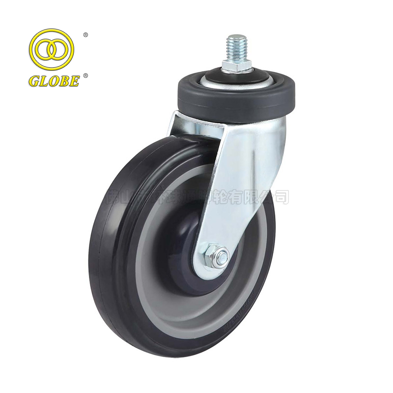 Threaded Stem TPR Wheel Supermarket Cart Caster Industrial Caster Wheel Screw Castor