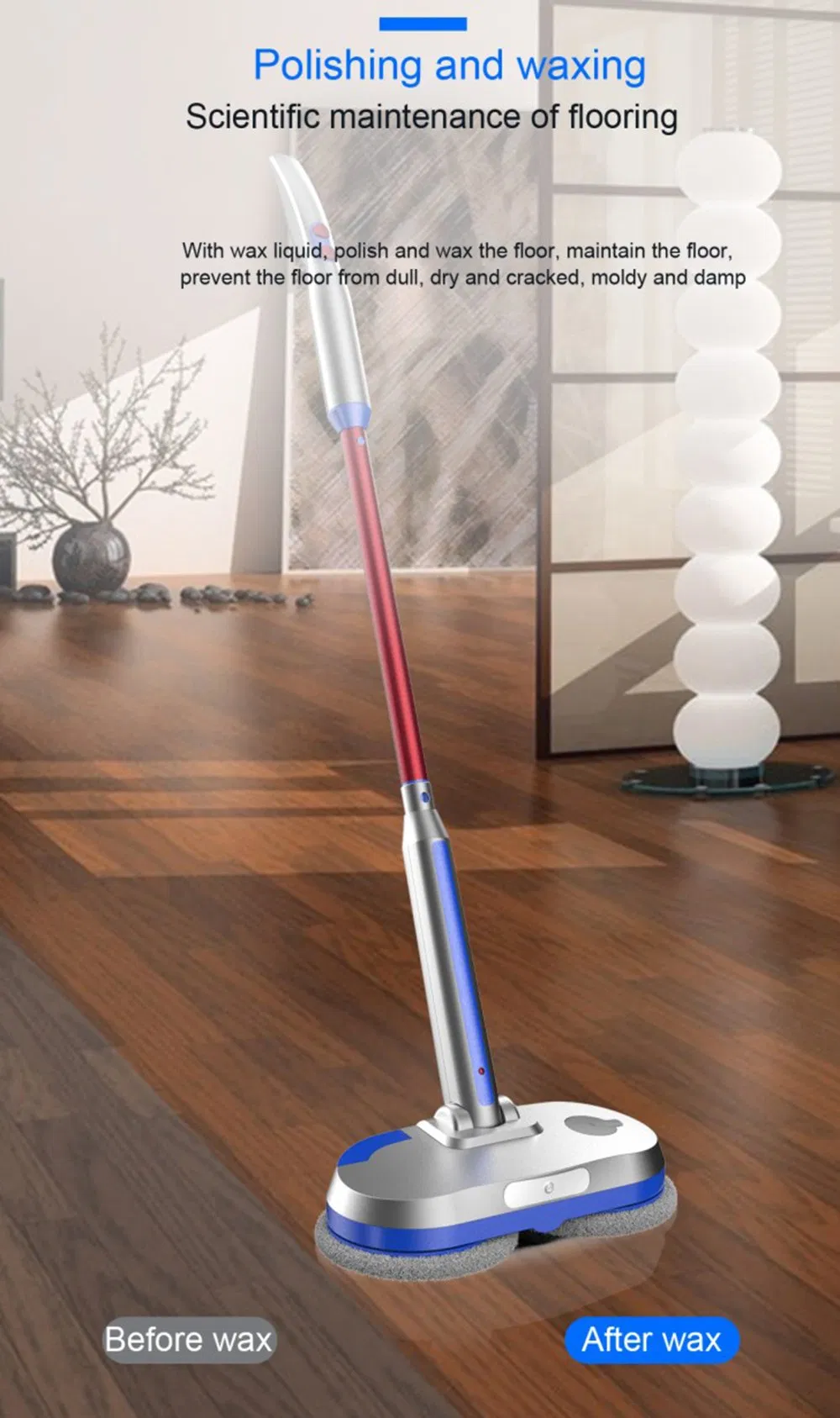 Electric Mop, Cordless Floor Scrubber for Floor Cleaning, Power Cordless Mop with Extension Handle, Electric Spin Mop