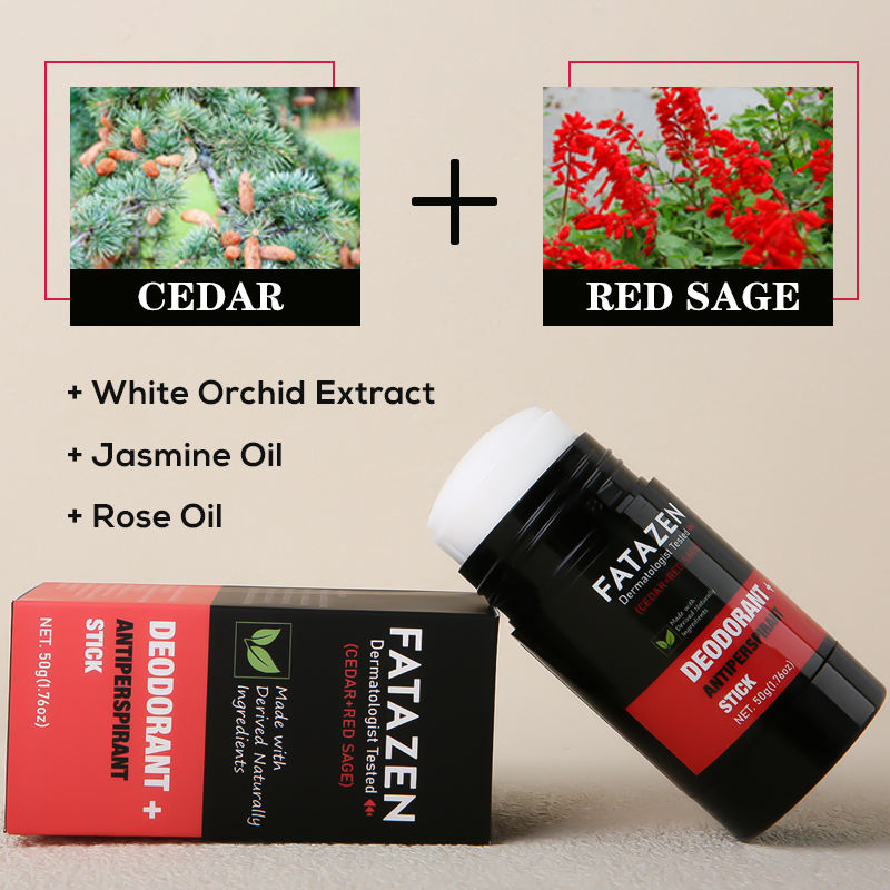 Fatazen Hot Selling Herbal Deodorant Antiperspirant Stick Natural Vegan Cedar Red Sage Fragrance Deodor Balm Deodorant Stick