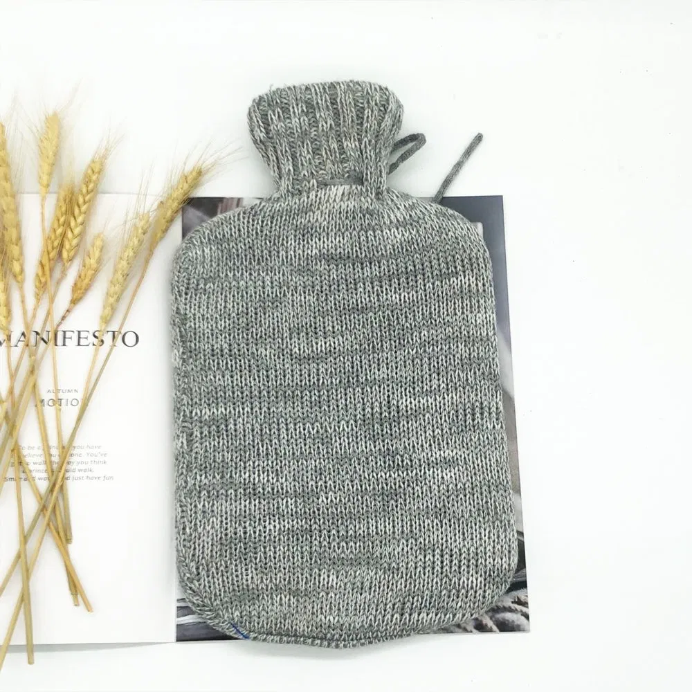 Wholesale Grey Jacquard Different Pattern Hot Water Bottle Cover Hot Water Bag Knitted Cover