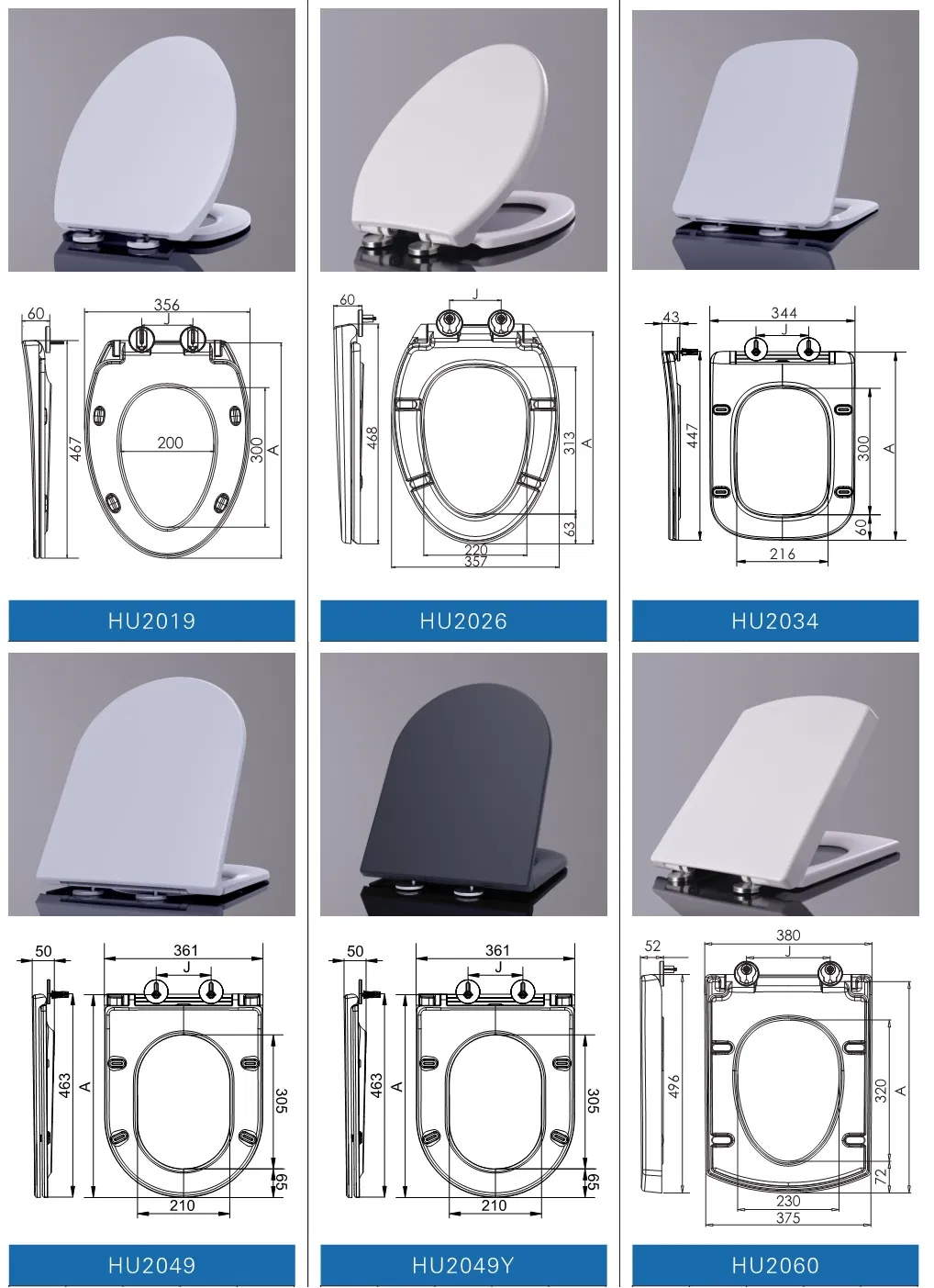 Hu2016 White UF Toilet Seat Cover, Square Toilet Seats, UF Seat Cover