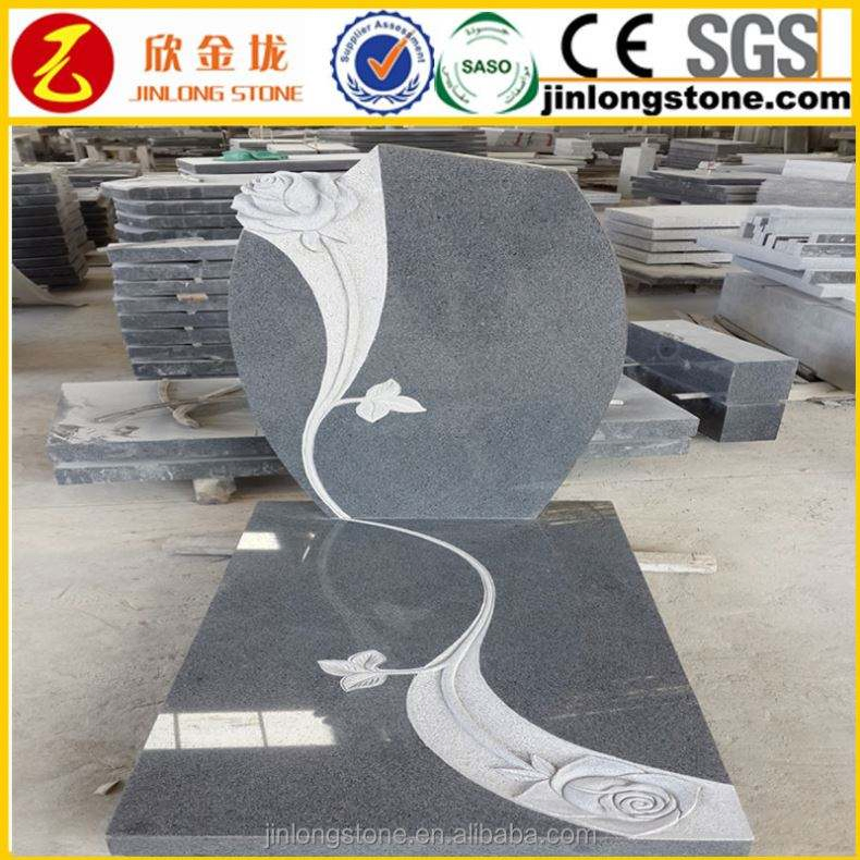 Simple Granite Black Monuments in Russian Style Designs