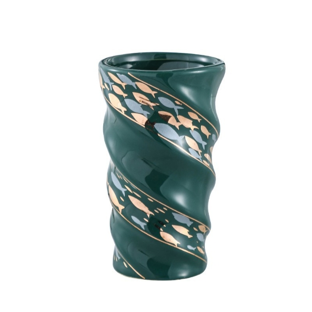Ceramic Spiral Gold-Trimmed Creative Mouthwash Cup Ceramic Cup Bathroom Accessories