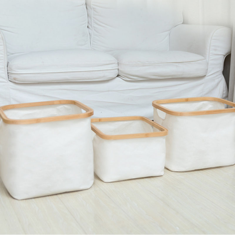 Wholesale Household Foldable Bamboo Fabric Laundry Basket
