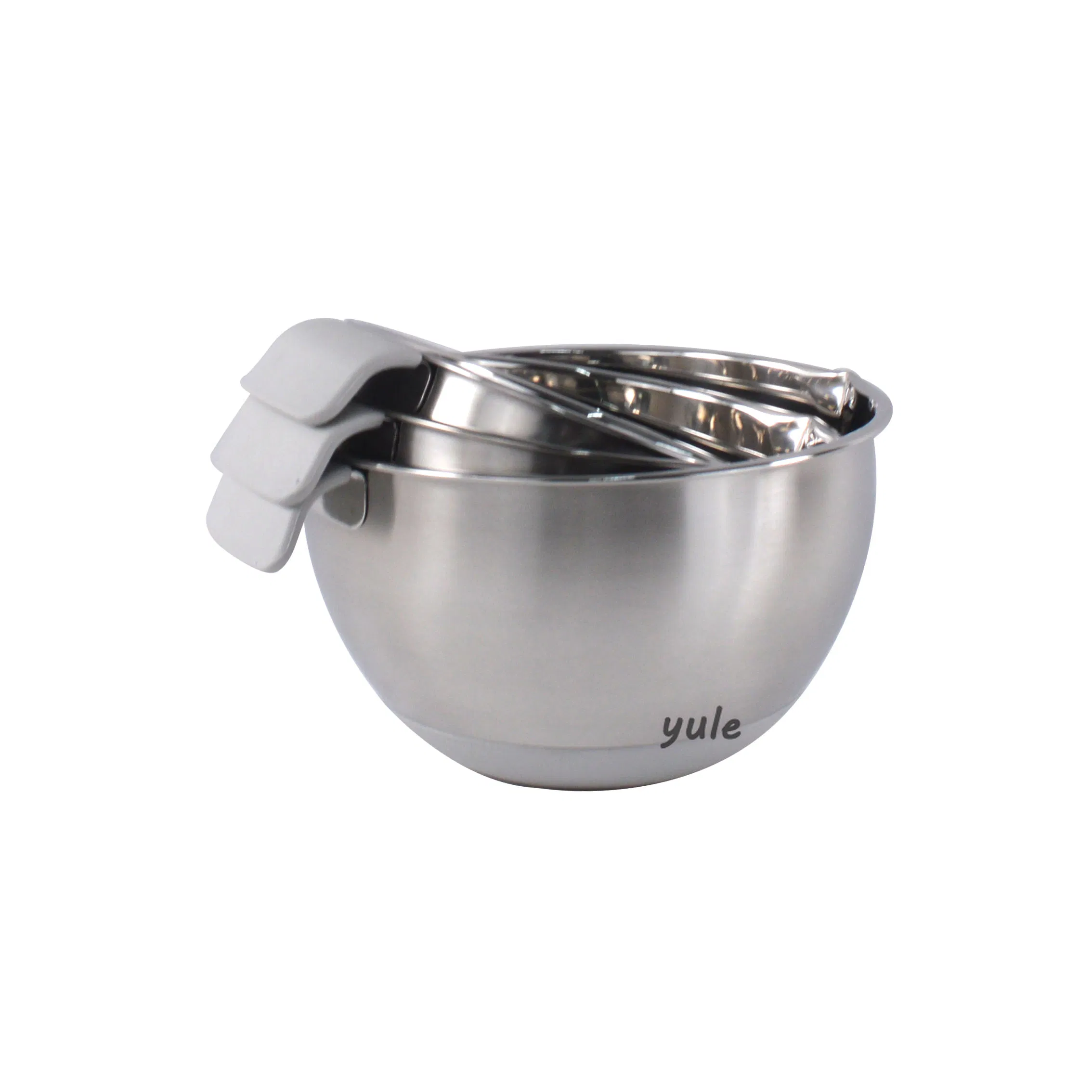 Gray Color Non-Slip Silicone Bottom Stainless Steel Bowl with Handle Stainless Steel Mixing Bowl with Lid