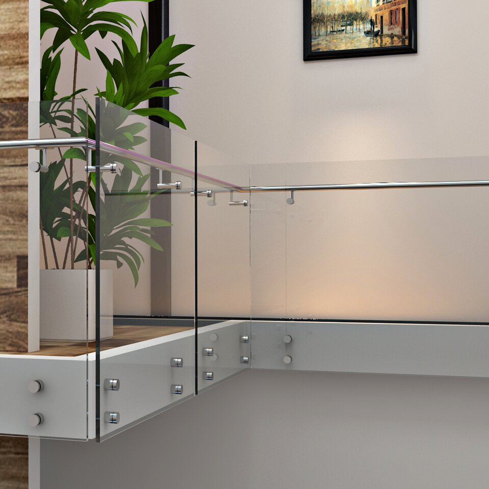 Modern Balcony Handrail with Secure Clamps and Smooth Edges Glass Railing (DMS-B2120)