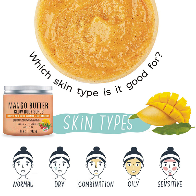 Beauty Cosmetics Exfoliating Cleanses Skin Brightens Skin Moisturizes Collagen Mango Scrub Salt