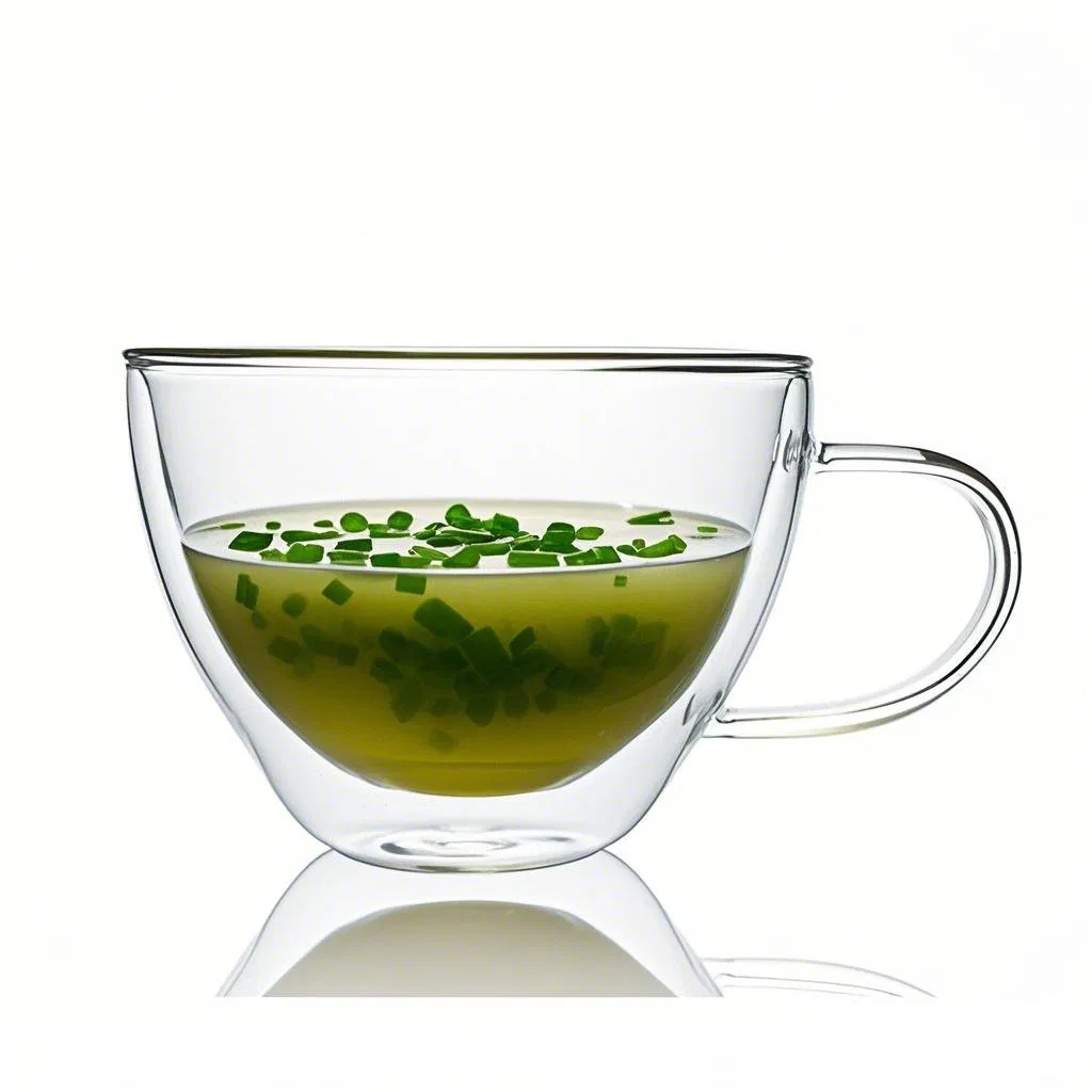 Wholesale Customized Clear Transparent Hand Made Heat Resistant Borosilicate Glass Double Wall Glass Bowl with Handle for Soup Glass Container