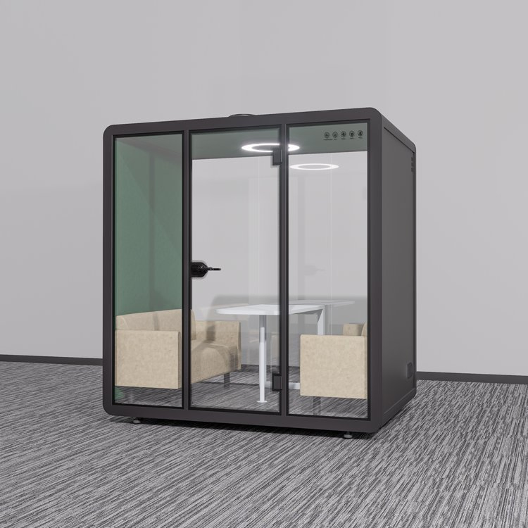 Multipurpose Collaboration Soundproof Office Booth with 4-Seat Capacity for Team Brainstorming