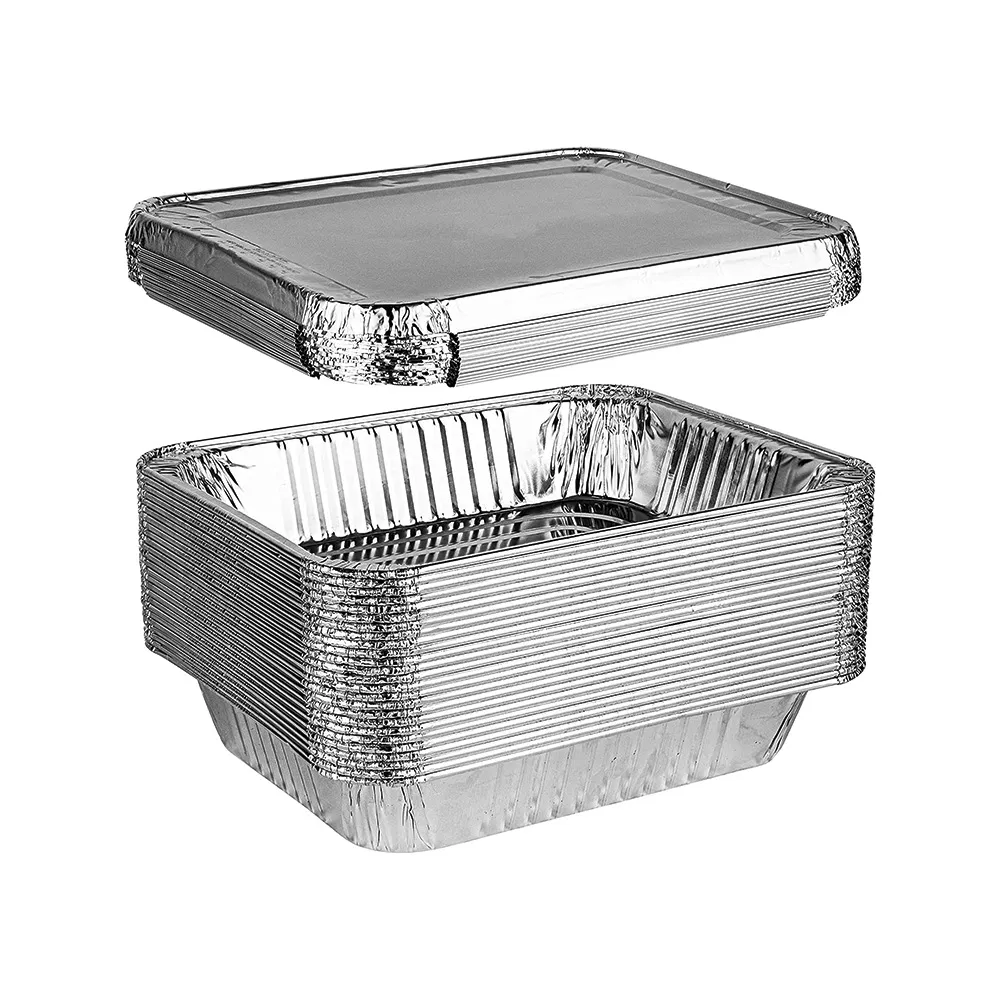 Wholesale Cheap Rectangular Aluminium Containers Baking Trays Disposable Takeaway Packaging Foil Containers