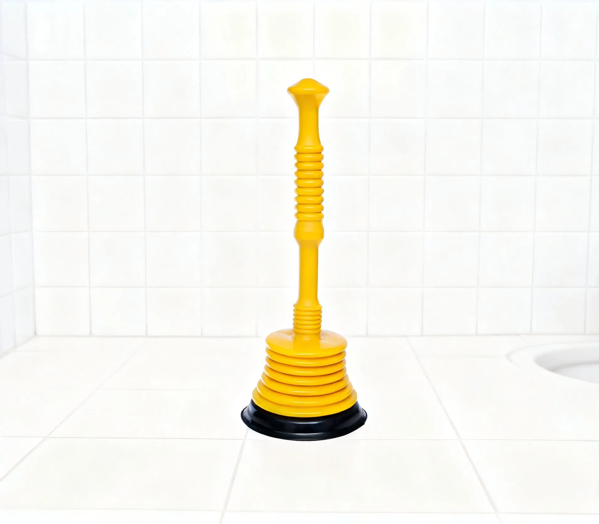 Durable Yellow Plastic Toilet Plunger-Easy to Clean and Install