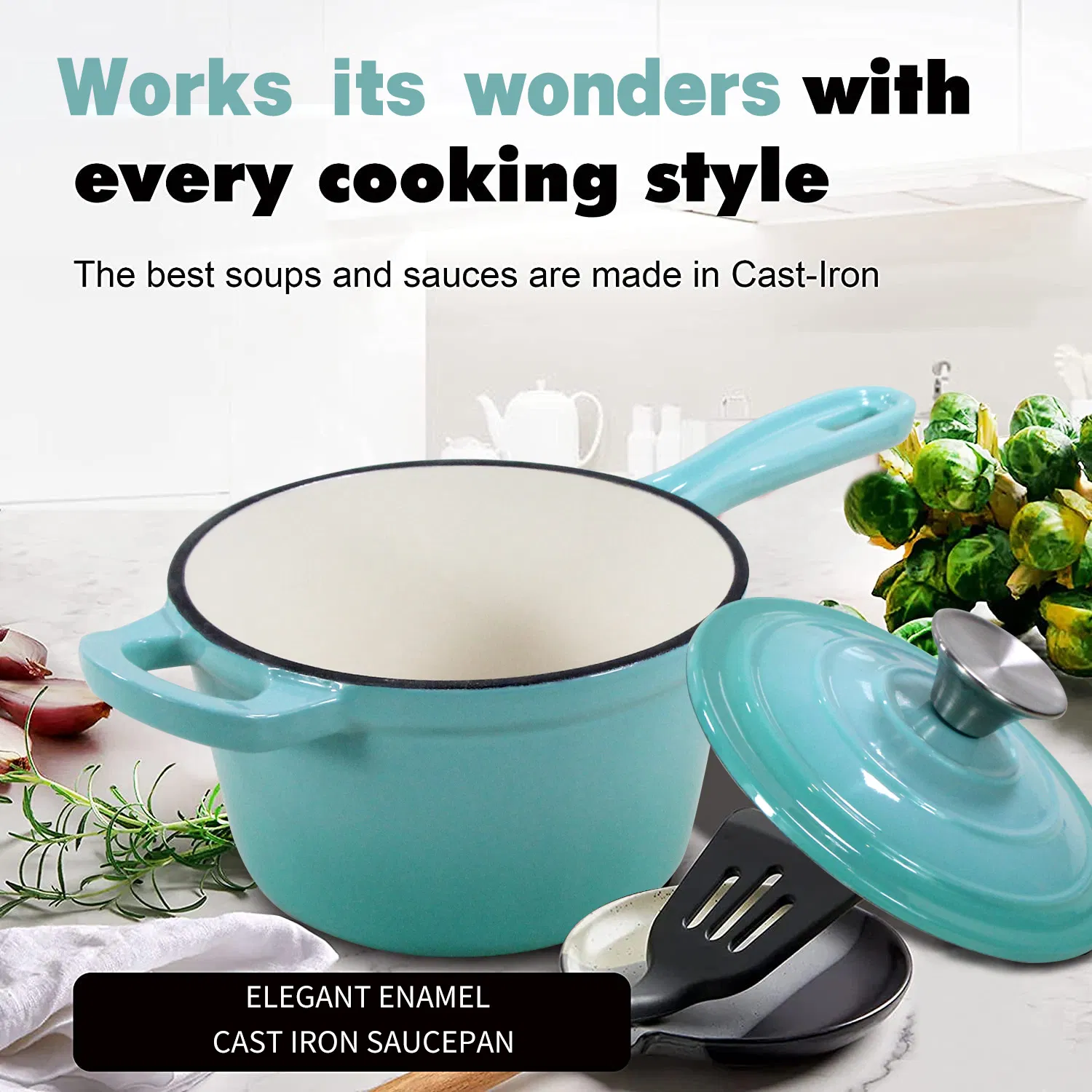 17cm Enamel Coated Cast Iron Sauce Pot Saucepan Deep Sauce Pot Cast Iron Mini Soup Pot