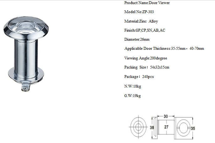 Brass, Zinc Alloy, Aluminum Material Door Viewer (MY002)