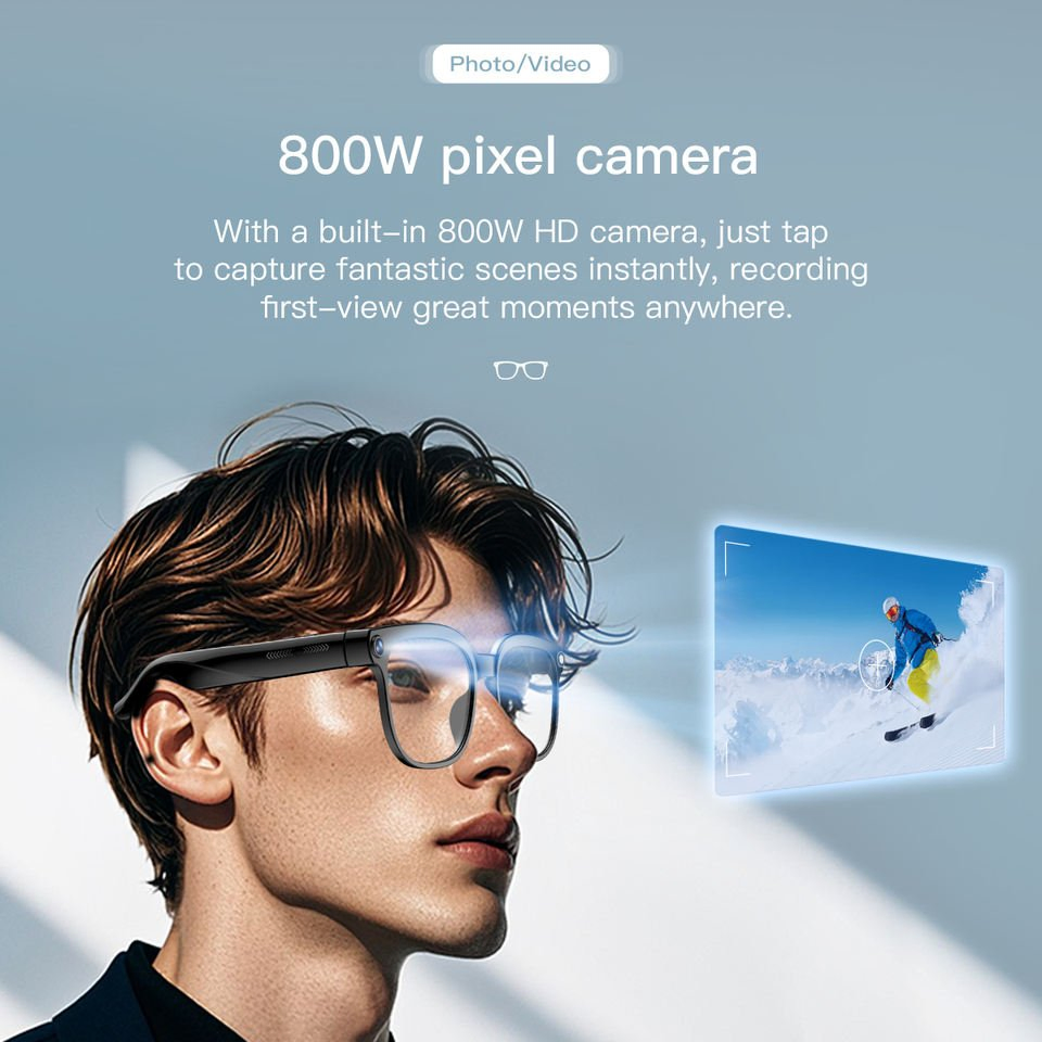 Умные очки с камерой 800W, AI-переводом и записью видео 1080p