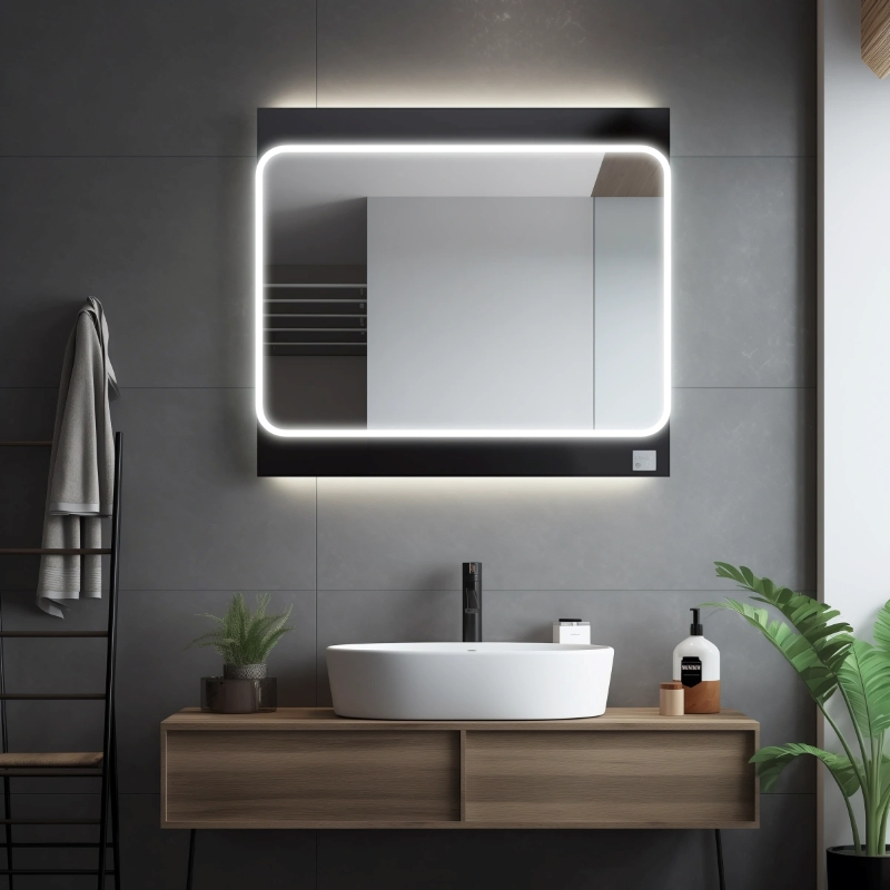 Bathroom Makeup LED Mirror with 2mm Thickness - Wall Mounted, 3000K Soft Glow