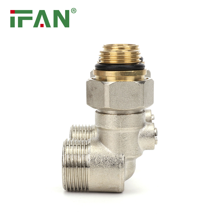 Ifan Brass Type Plated Nickel 1/2'' 3/4'' H Shape Angle Radiator Valve for Underfloor Heating Radiator