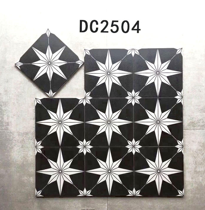 Art Porcelain Cement for Wall Black and White Flower Tile Green Flower Pattern Floor Tile