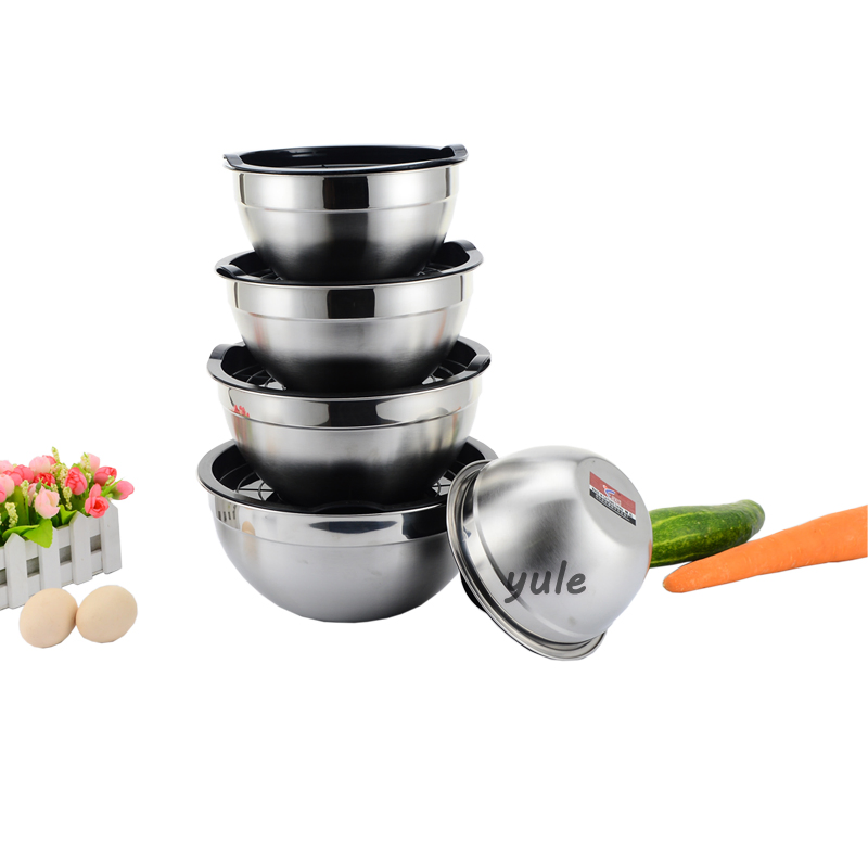 Cost-Effective with PE Lid Stainless Steel Mixing Bowl for Mixing Salad