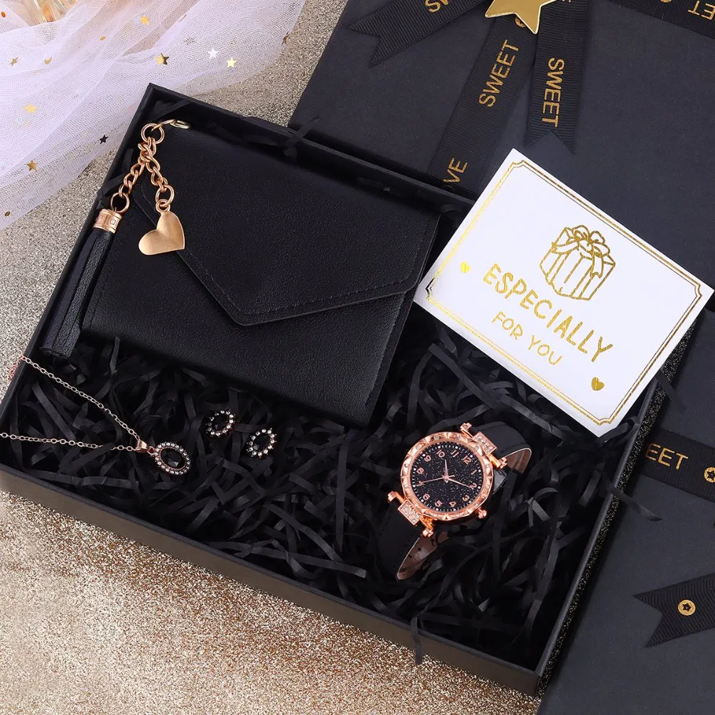 Romantic Women's Watch, Jewelry, and Wallet Gift Set