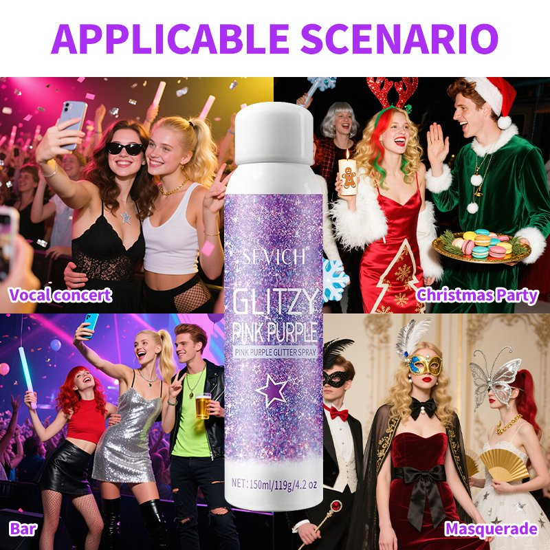Wholesale OEM 150ml Christmas Nightclub Party Body Hair Clothes with Starry Sky Color Sparkle Glitter Spray