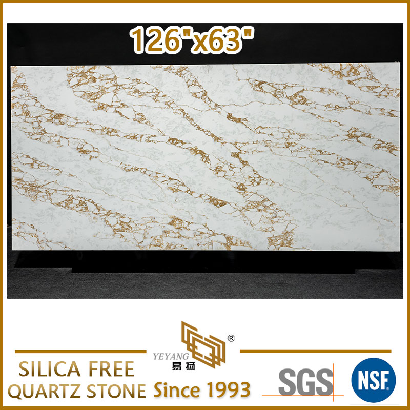 Zero Silica Quartz for Kitchen Island Grey Polished Artificial Stone