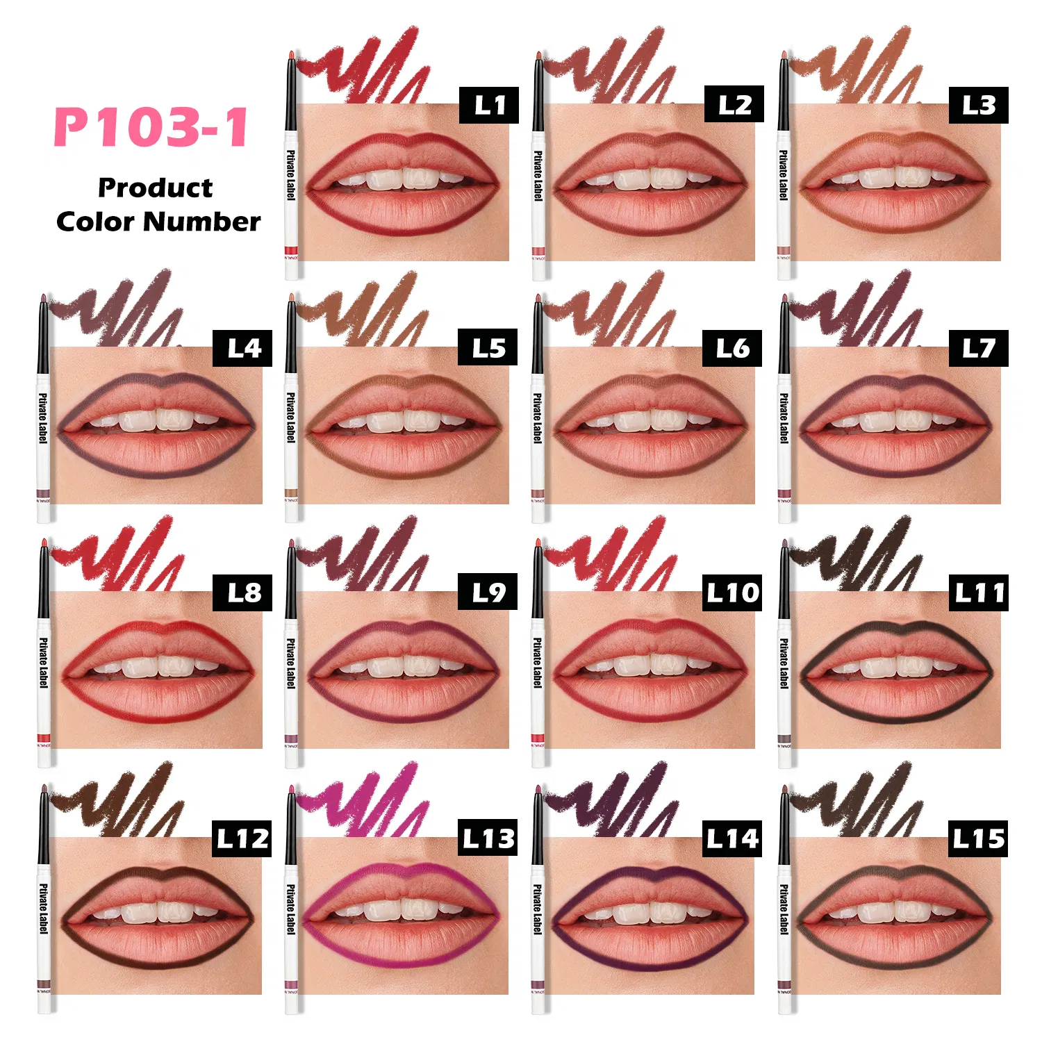 OEM Waterproof Lip Liner Pencil Set Pigmented Colors