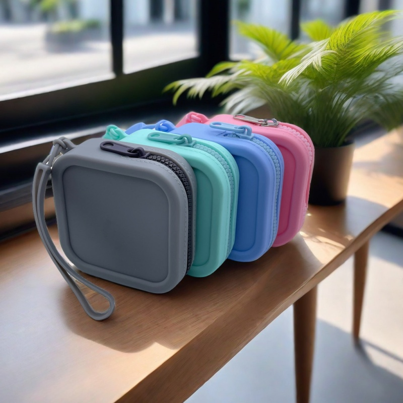 Silicone Mini Makeup Bag Zipper Pouch for Purse Small Cosmetic Travel Bag Toiletry Organizers Bag
