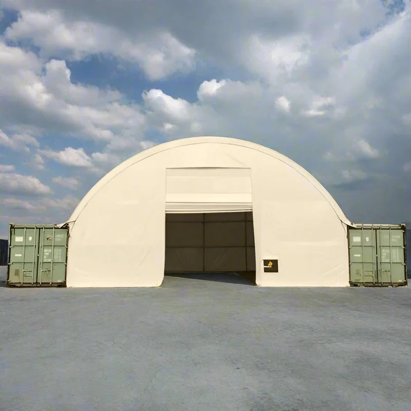 Portable Container Steel Roof Industrial Outdoor Storage Prefab Steel Structure Dome Shipping Container Shelter 20FT 40FT