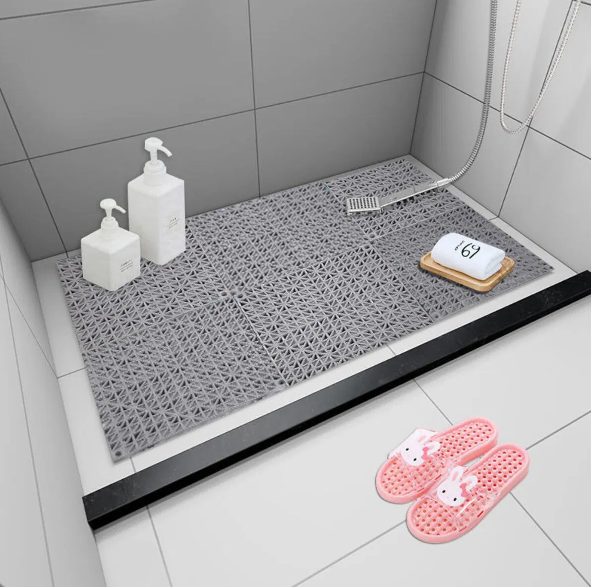 PVC Anti Slip Bathroom Mat Patchwork Colorful Bathroom Mat