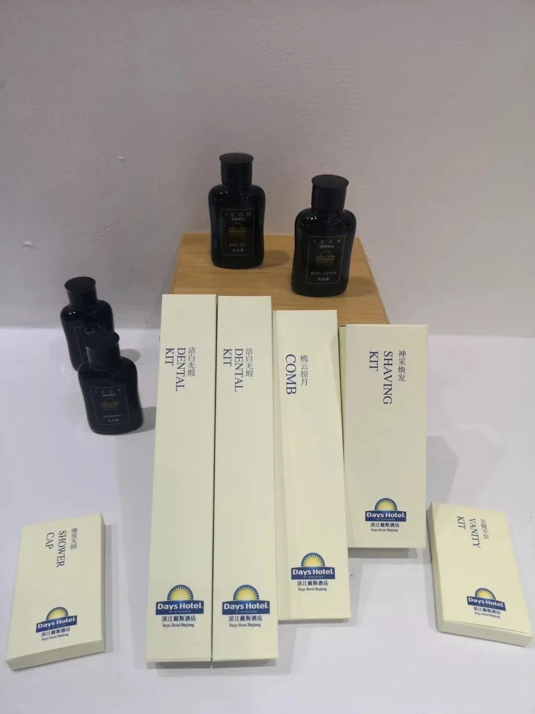 Hotel Amenities in White Box Wrapper 2 for Hotel Room Using
