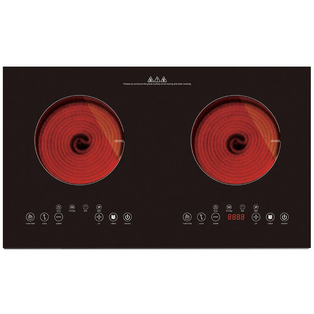 Built-in or tabletop soft touch double infrared cooker