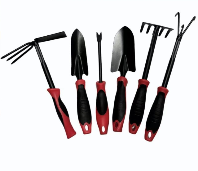 Black 6 PC Indoor Outdoor Garden Planting Transforming Garden Tool Set
