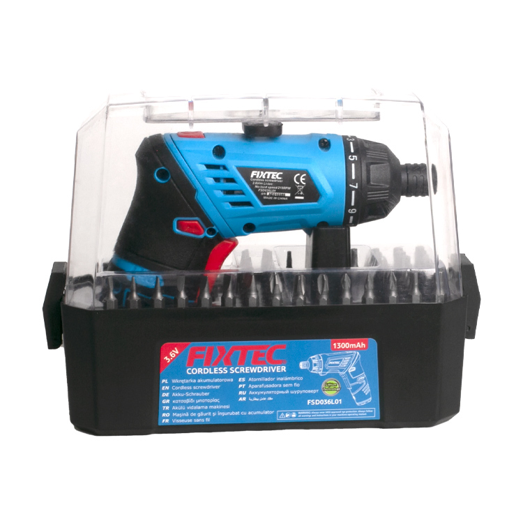 Fixtec Power Tool 3.6V Mini Portable 6.35mm Cordless Screwdriver with Li-ion Battery (FSD036L01)