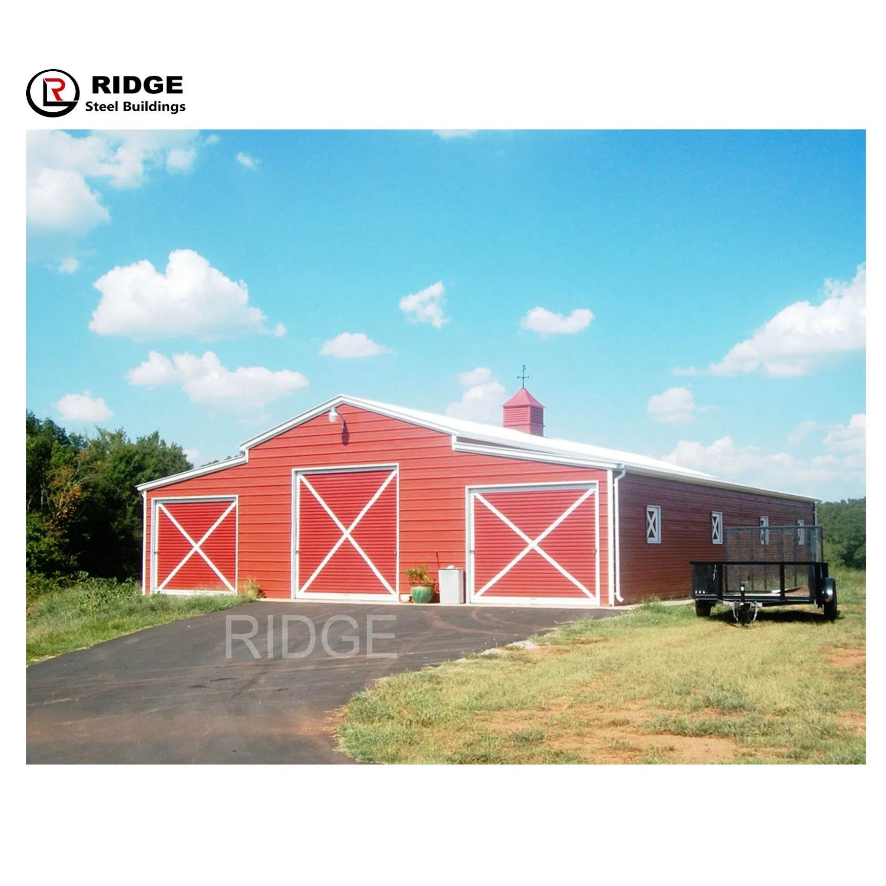 Rolling Door Metal Modular Prefabricated Light Steel Structure Building Garage