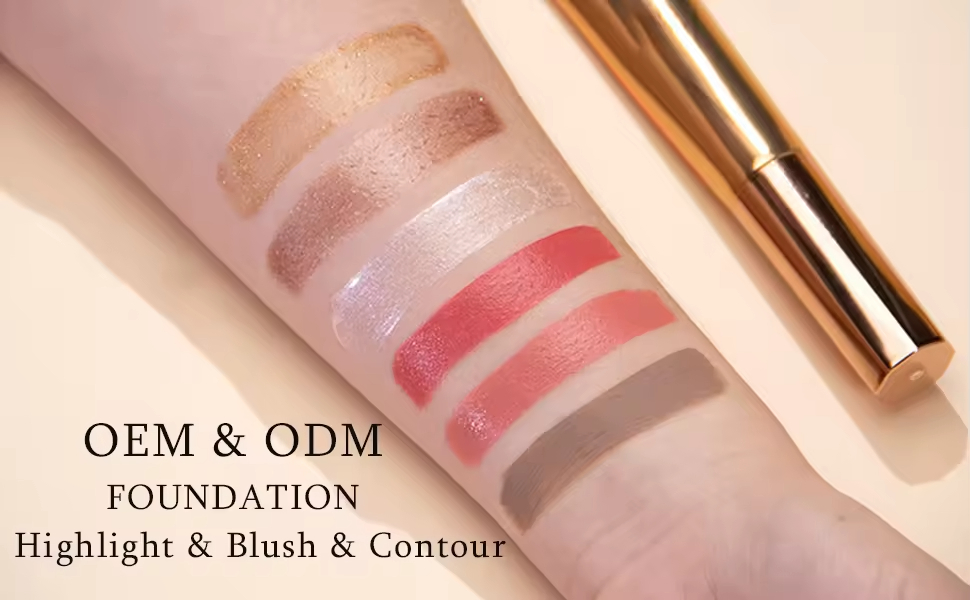Liquid Foundation Face Makeup Concealer Highlighter Blusher Concealer Foundation Stick Set with Cushion Applicator Attached