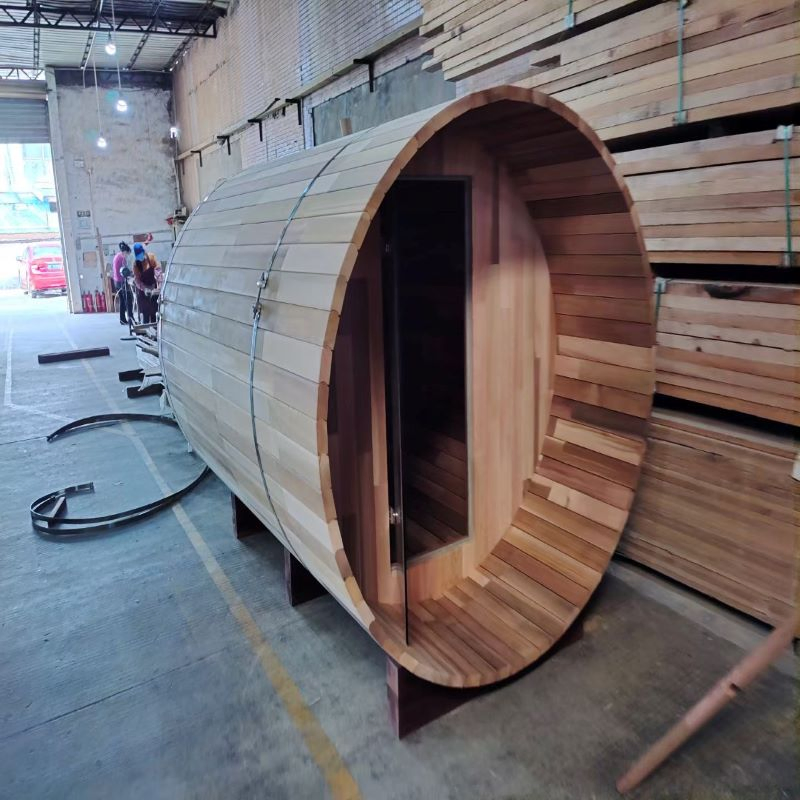 Бочкообразная сауна из китайского дерева