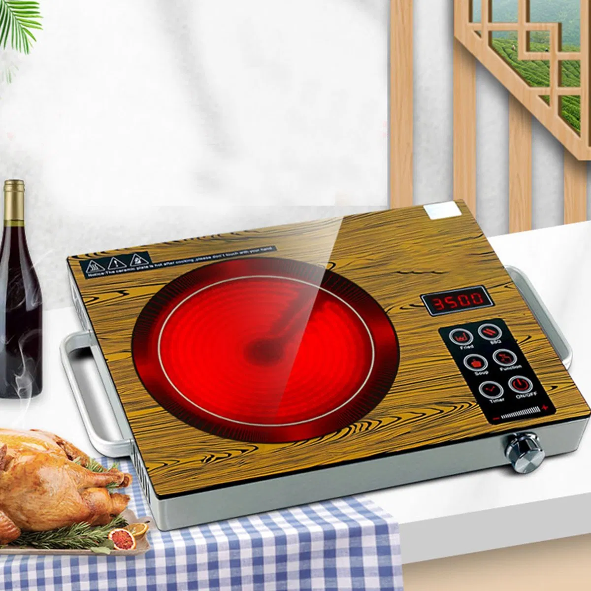Kitchenware Multifunction Digital Touch Control Table 2200W Ceramic Hob Infrared Cooker