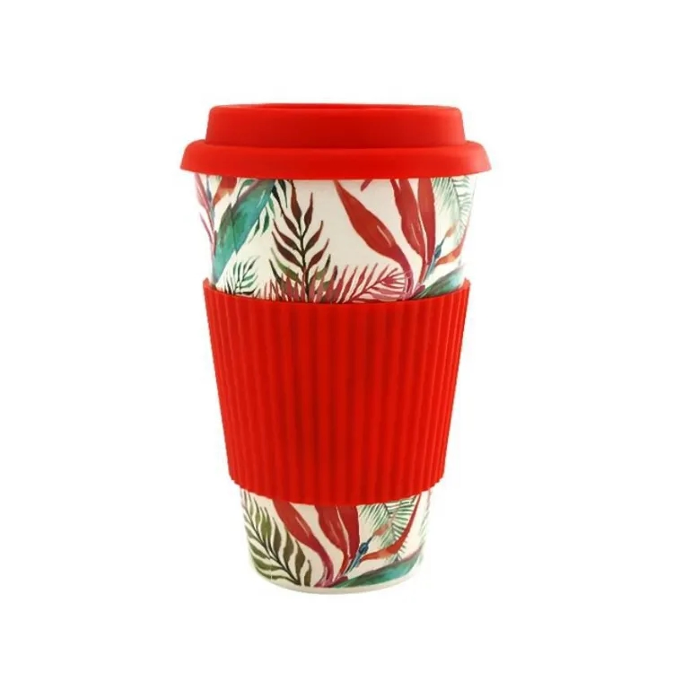RPET 400ml Customizable Sleeve Promotional Bamboo Fiber Colorful Coffee Mugs