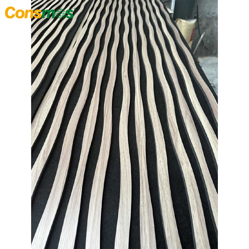 3D Soundproof Fluted Decorative Panels MDF Polyester Fiber Acoustic Wood Slat Wall Panel