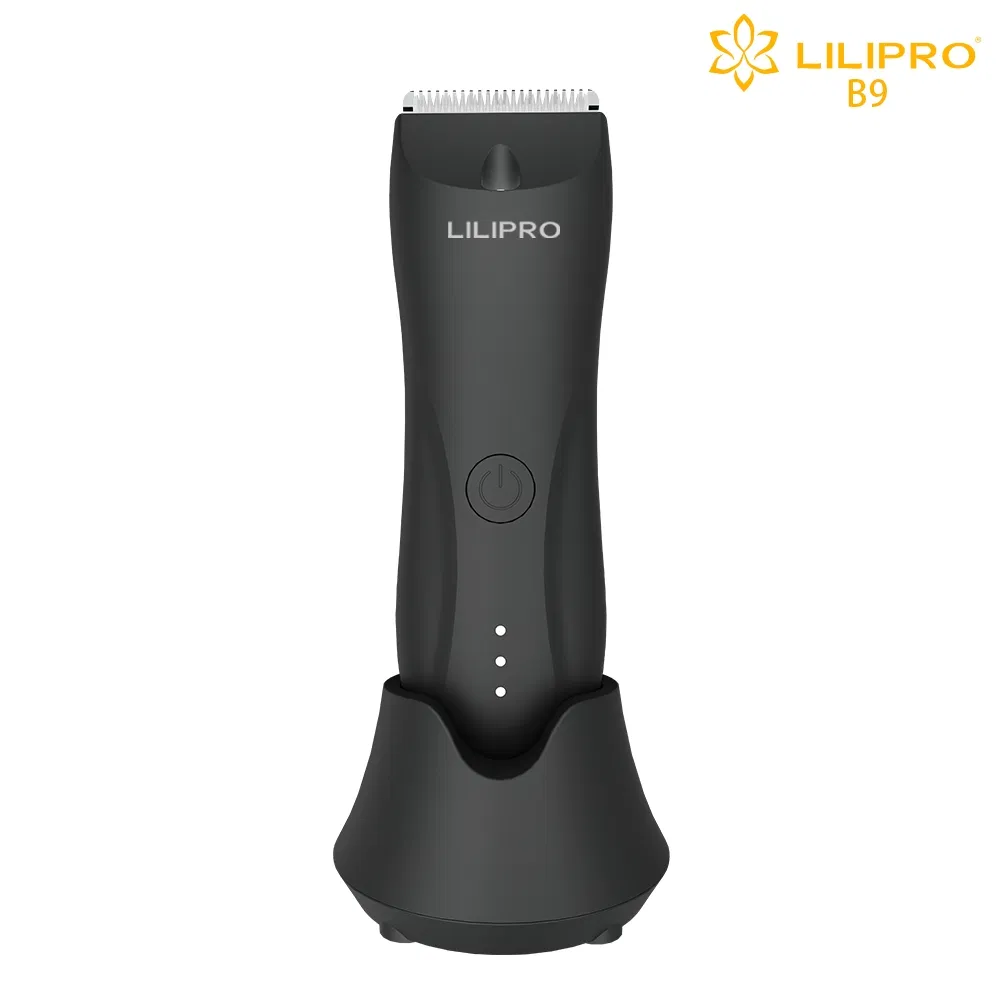 Lilipro B9 Waterproof Pubic Groin Hair Trimmer for Men Grooming Kit LCD Display Charging Base