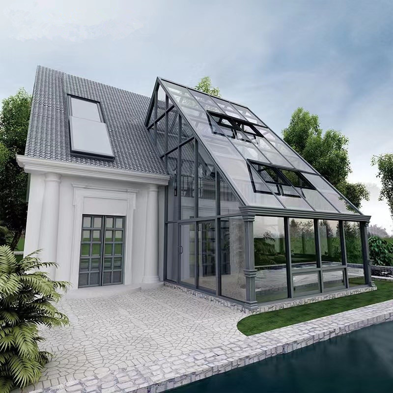 New Customized Modern Aluminum Flat Pack Three Four Season Garden Sun Porch Room Glass Patio Enclosures Conservatory Addition Sunroom